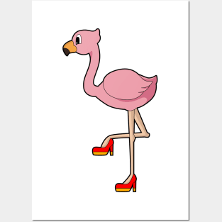 Flamingo High heels Posters and Art